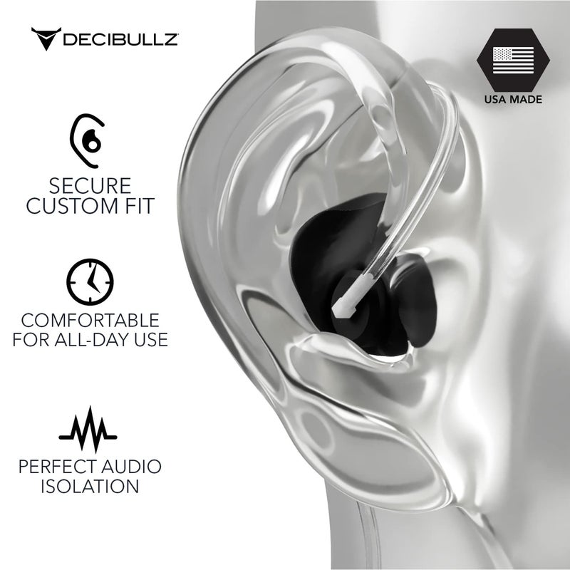 Decibullz Custom Molded Security Radio Surveillance Earpiece Set, Thermo-Fit Designed for Clear Acoustic Tube Radios, Isolation - Image 4